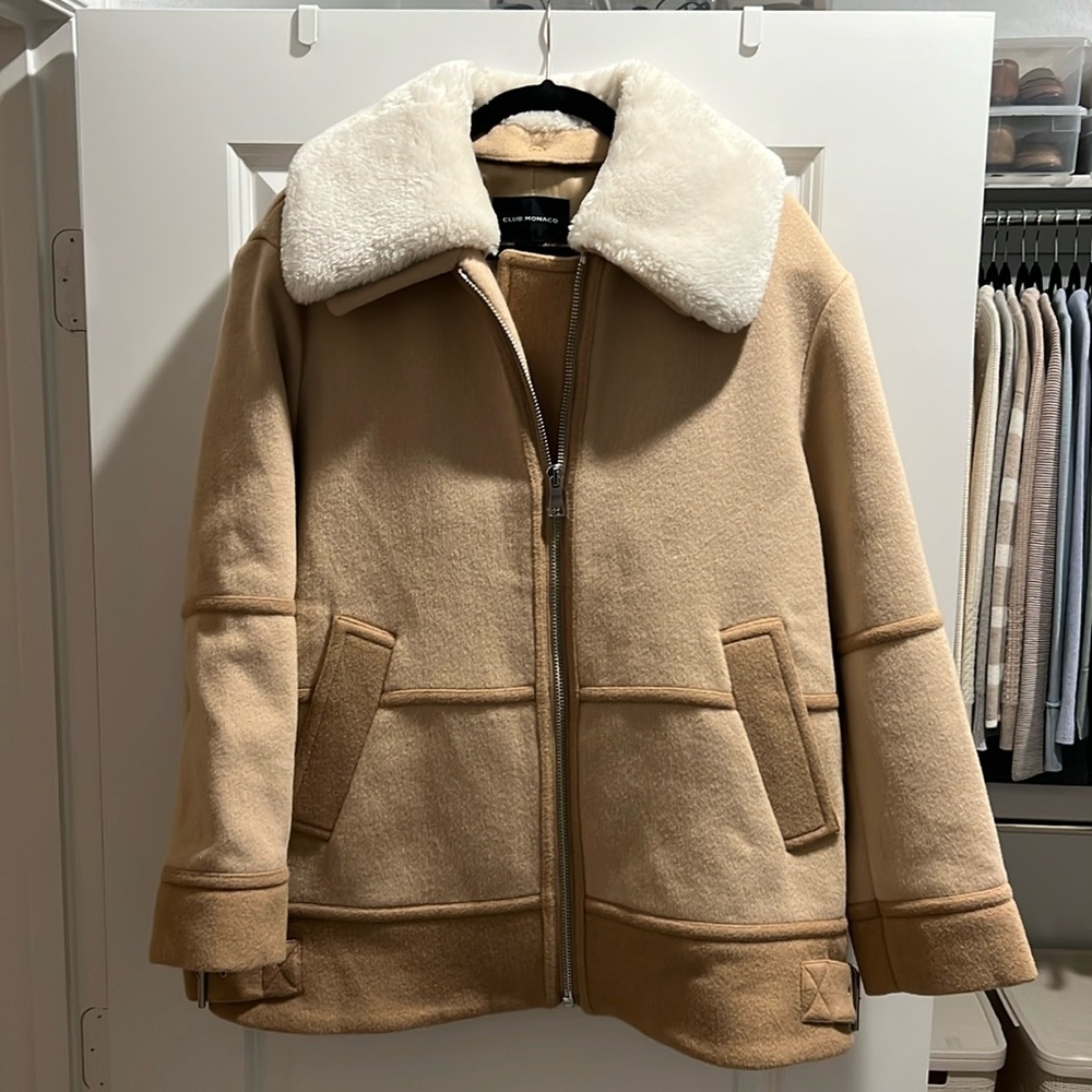 Club Monaco Mixed Media Moto Coat